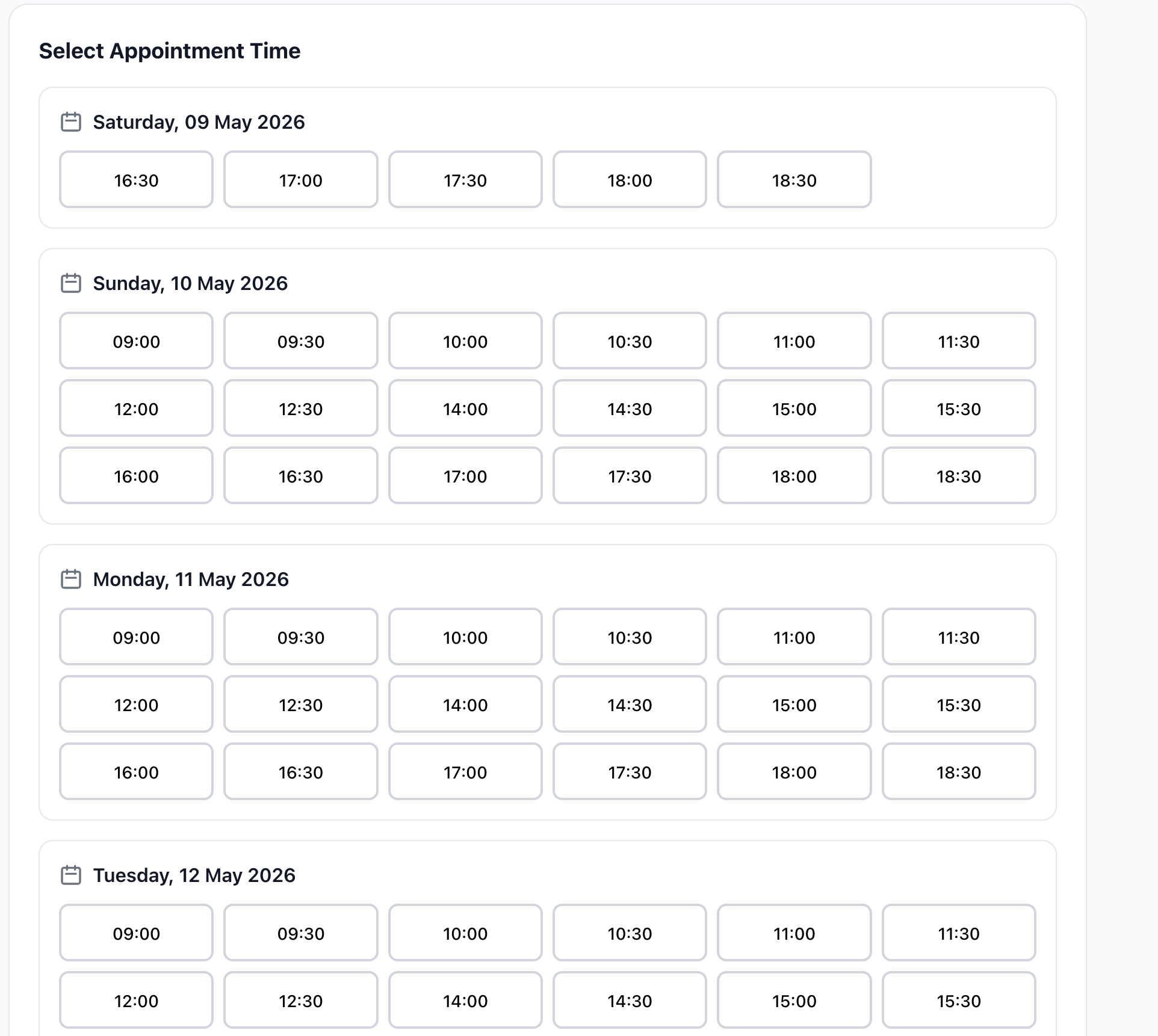 Appointment time slot management